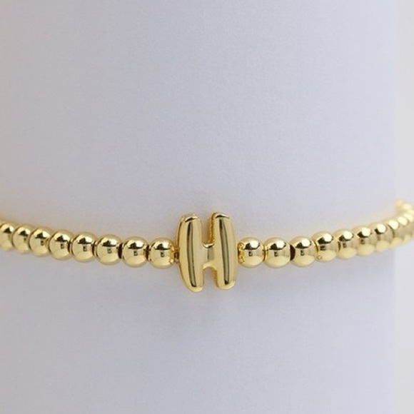 Boutique Jewelry - Gold Beaded Bubble Initial Bracelet (5100)